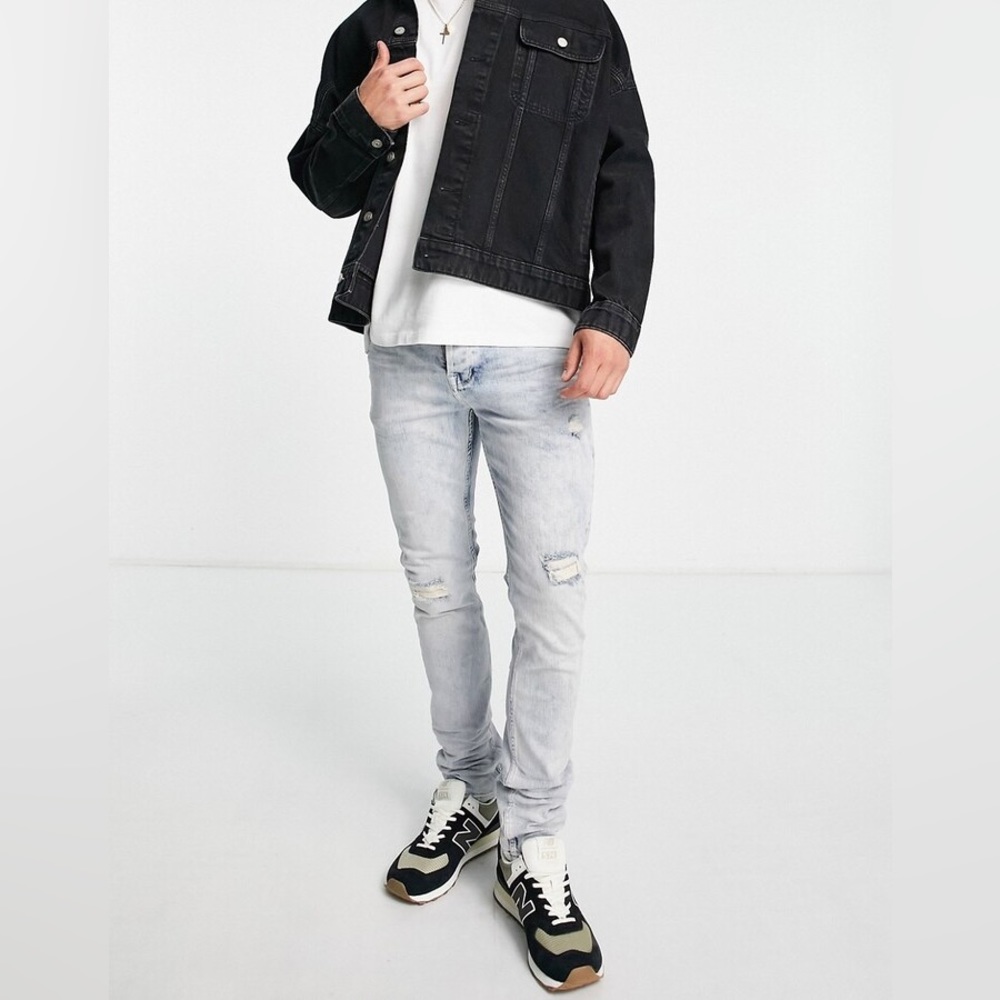 NWT RAG & BONE CIGARETTE DAMAGED SKINNY JEANS IN LIGHT WASH 36 X 32
